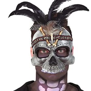 Maschera voodoo con piume in pvc
