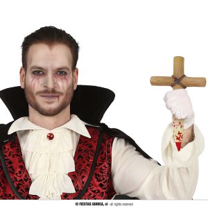 Croce satanica demone insanguinata in plastica 30 cm