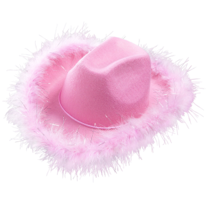 Cappello cowgirl rosa con finitura in marabou