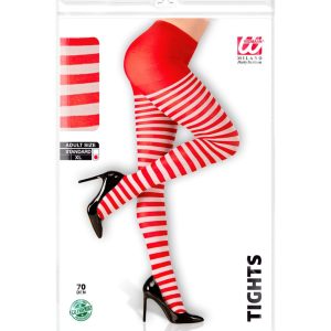 Collant rigati bianco-rosso 70 den