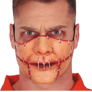 Maschera mezzo viso bocca cucita lattice