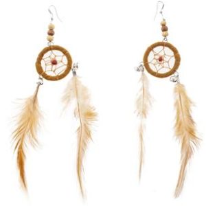 Orecchini indiani occidentali con acchiappasogni e piuma