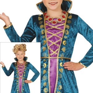 Costume da sorella strega viola e turchese