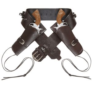 Cinturone con doppia fondina Westen marrone similpelle