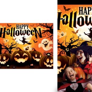 Banner di zucca realizzato in poliestere, 220×150 cm perfetto per Halloween