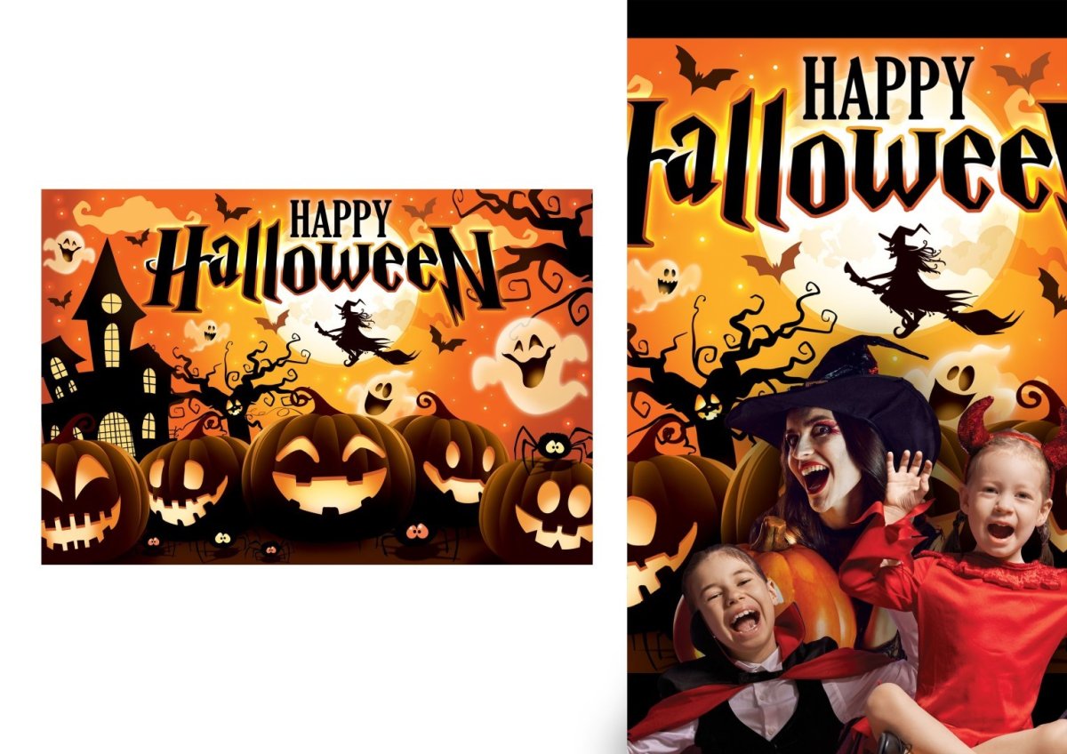 Banner di zucca realizzato in poliestere, 220×150 cm perfetto per Halloween