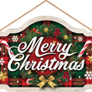 Cartello Natalizio decorato con scritta Merry Christmas