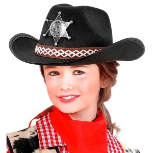 Cappello cowboy bambino nero con stella sceriffo