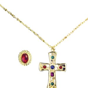 Set da re collana con croce e anello