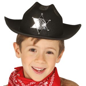 Cappello sceriffo nero in feltro bambino