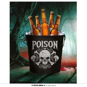Secchio in metallo con scritta poison