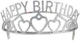 Tiara Happy Birthday in metallo