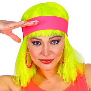 Fascia per capelli rosa look anni ’80 outfit da aerobica