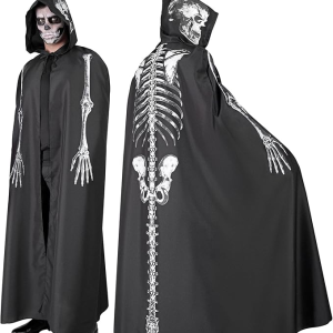 Mantello da scheletro con cappuccio per adulti, 150 cm