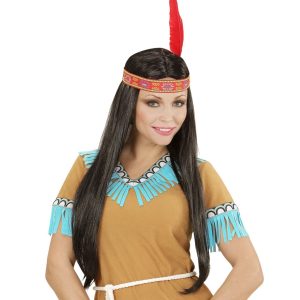 Parrucca Indiana con fascia e piuma