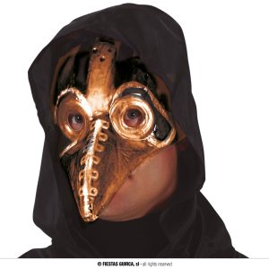 Maschera mezzo viso medico della peste argento e nero in pvc