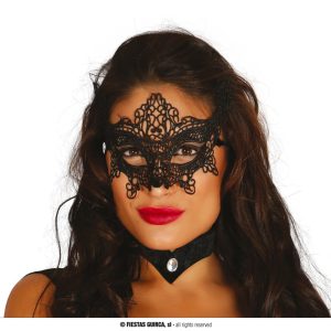 Maschera domino in pizzo farfalla nera