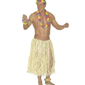Gonna hawaiana in rafia color paglia 78 Cm