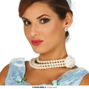 Collana perle con fiore