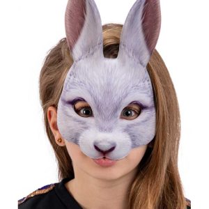 Maschera coniglio in tessuto su cartoncino