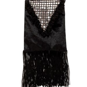 Borsetta nera retro in velluto e paillettes
