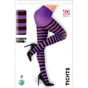 Collant rigati viola e nero 70 den