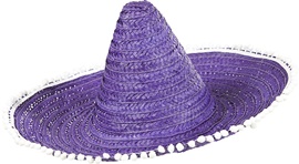 Cappello sombrero blu con pom pom 50 cm