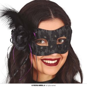 Maschera nera con piuma