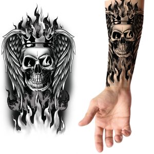 Tatuaggio teschio 14×30 cm per braccia