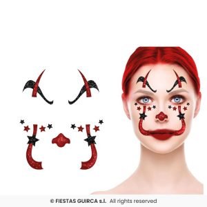 Adesivi da viso glitterati per trucco effetto clown pagliaccio