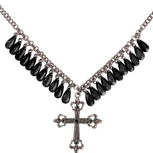 Collana con croce gotica e gocce di giove