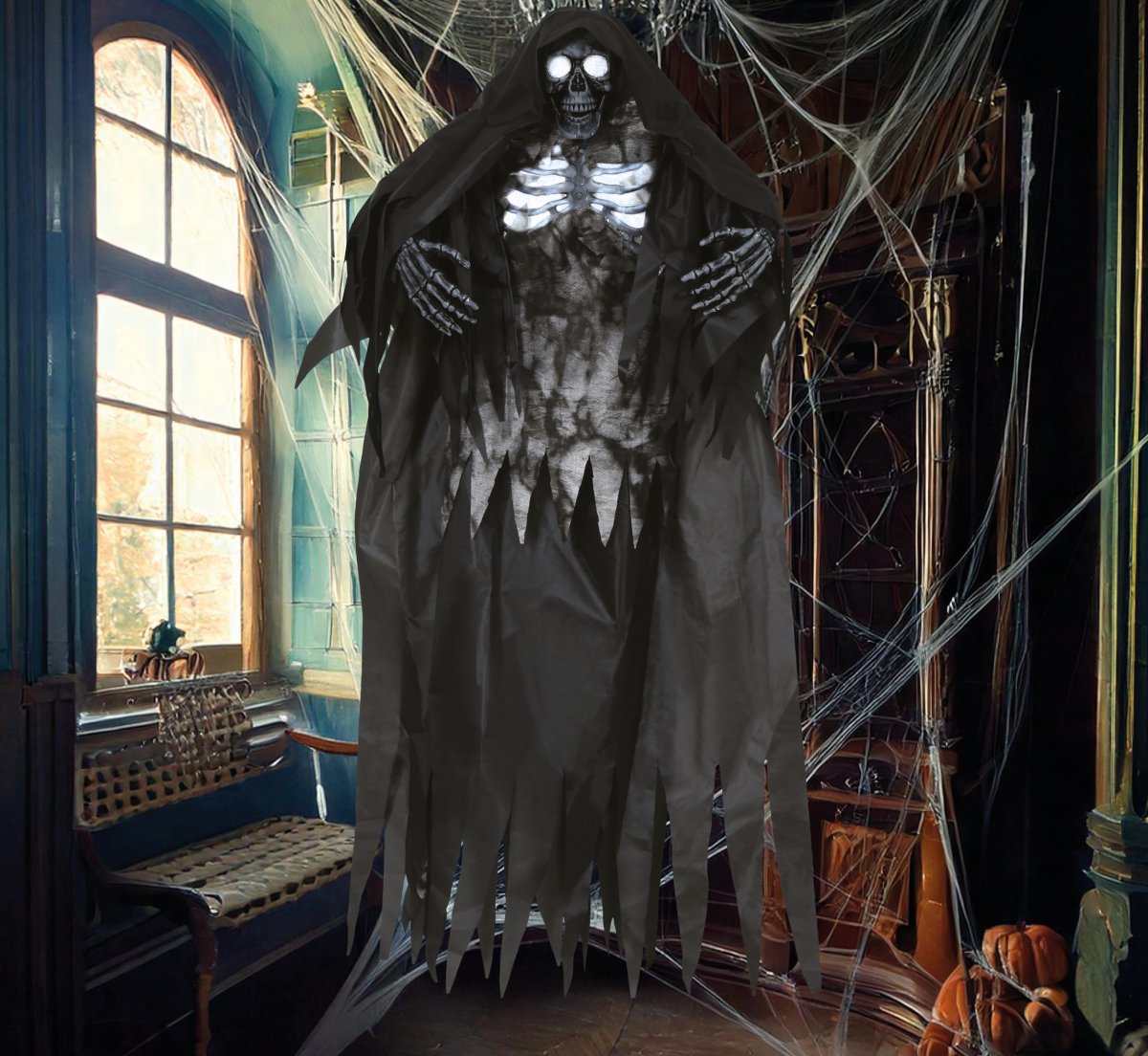 Decorazione da Appendere Scheletro con Luce e Suono 160 cm