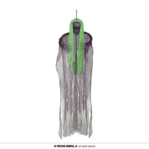 Decorazione strega pendente con capelli altezza 120cm