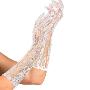 Guanti di pizzo bianchi da 40 cm