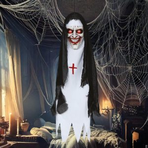 Decorazione testa monaca luce e suono 90cm