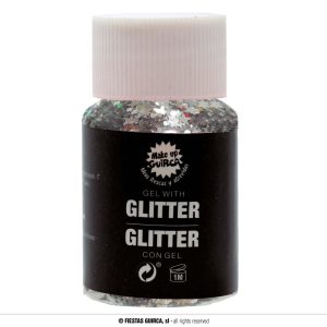 Barattolo glitter in gel argento 20gr make up trucco