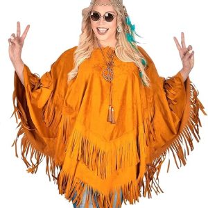 Poncho unisex effetto pelle scamosciata