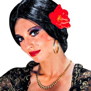 Parrucca spagnola Carmen con fiore
