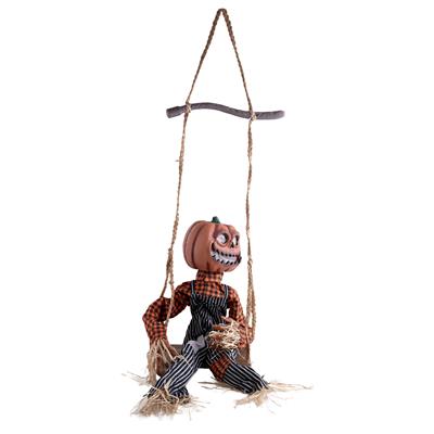 Zucca spaventapasseri animata sull’altalena - immagine 3