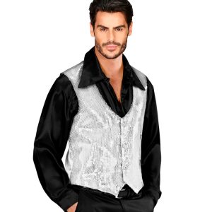 Gilet in paillettes argento