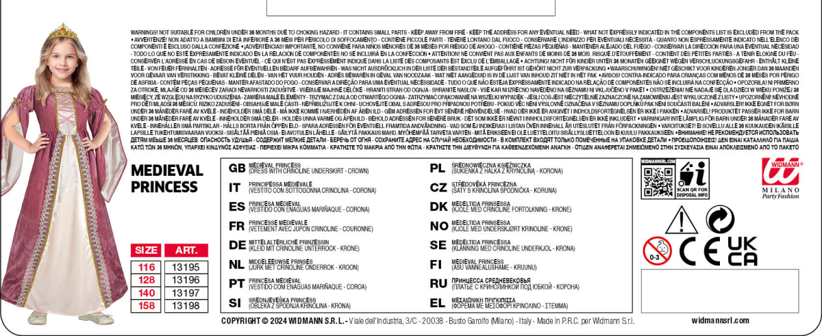 Costume da principessa medievale per bambina - immagine 4
