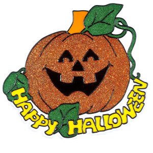 Vetrofania zucca ‘happy halloween’ glitter 25 cm