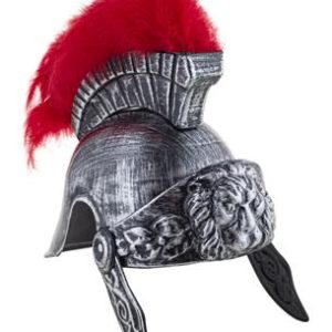 Elmo romano con piume rosse