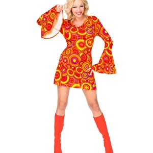 Vestito he 70s groovy style arancio