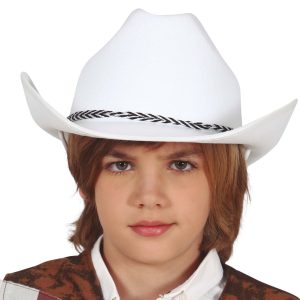 Cappello cowboy bianco in feltro bambino