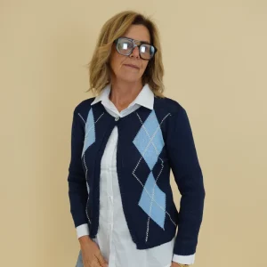 Cardigan Rombi Blu