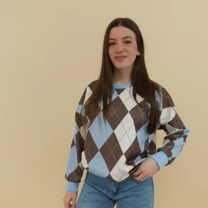 Felpa Scacchi Azzurra