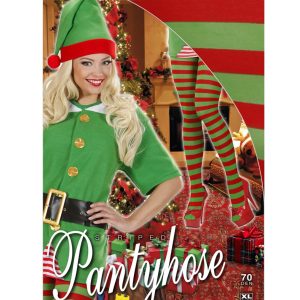 Collant rigati rosso/verde 70 den