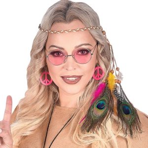 Fascia per testa con piume indiana multicolore