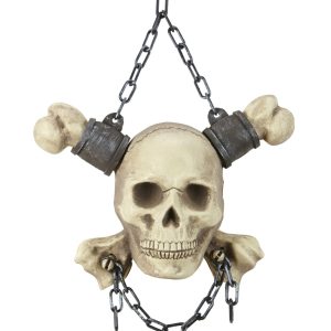 Teschio con ossa incrociate incatenate 28 cm